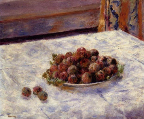 Natureza Morta Um Prato De Ameixas (Pierre-Auguste Renoir) - Reprodução com Qualidade Museu