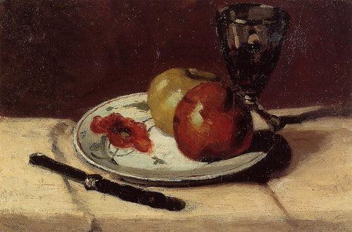 Maçãs e um copo de natureza morta (Paul Cézanne) - Reprodução com Qualidade Museu