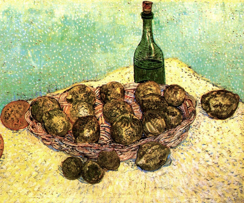 Natureza morta - garrafa, limões e laranjas (Vincent Van Gogh) - Reprodução com Qualidade Museu
