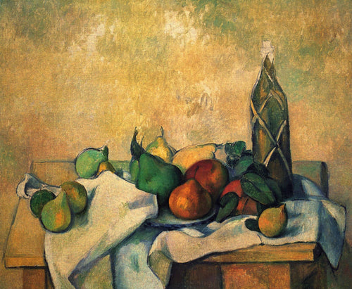 Garrafa de rum de natureza morta (Paul Cézanne) - Reprodução com Qualidade Museu