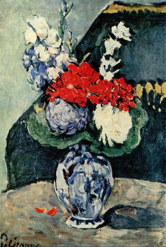 Still Life Delft Vaso Com Flores (Paul Cézanne) - Reprodução com Qualidade Museu