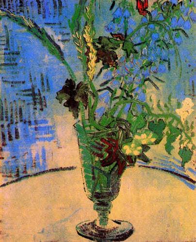Still Life Glass com flores silvestres (Vincent Van Gogh) - Reprodução com Qualidade Museu