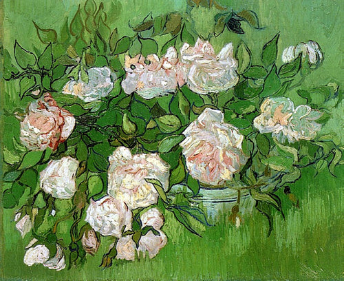 Still Life Pink Roses (Vincent Van Gogh) - Reprodução com Qualidade Museu