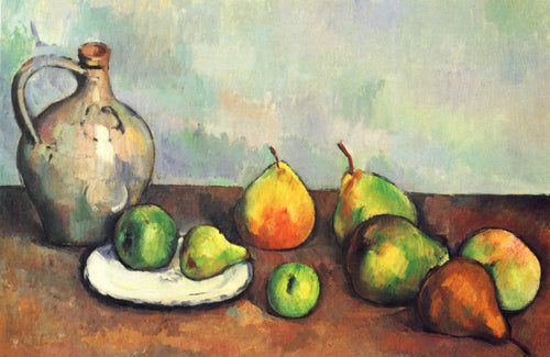 Jarra e frutas em naturezas mortas (Paul Cézanne) - Reprodução com Qualidade Museu