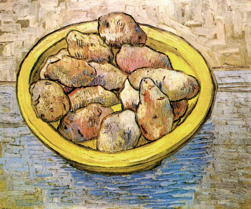 Batatas naturezas mortas em um prato amarelo (Vincent Van Gogh) - Reprodução com Qualidade Museu