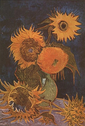 Vaso Com Cinco Girassóis (Vincent Van Gogh) - Reprodução com Qualidade Museu