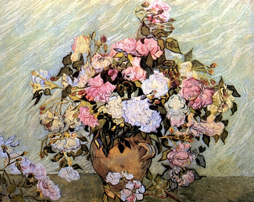 Vaso de natureza morta com rosas (Vincent Van Gogh) - Reprodução com Qualidade Museu