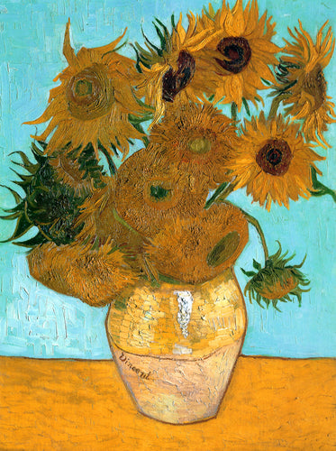 Vaso com 12 girassóis (Vincent Van Gogh) - Reprodução com Qualidade Museu