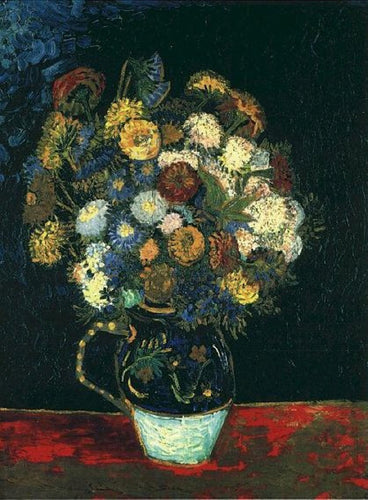 Vaso de natureza morta com zínias (Vincent Van Gogh) - Reprodução com Qualidade Museu