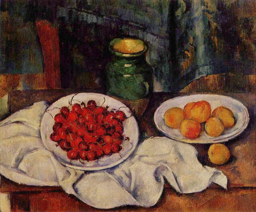 Natureza morta com um prato de cerejas (Paul Cézanne) - Reprodução com Qualidade Museu