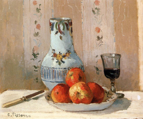 Natureza morta com maçãs e jarro (Camille Pissarro) - Reprodução com Qualidade Museu