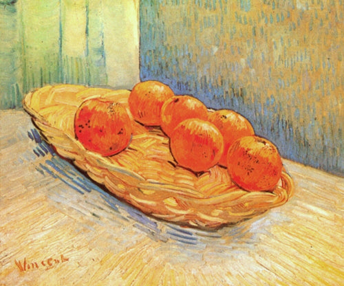 Natureza morta com cesta de laranjas (Vincent Van Gogh) - Reprodução com Qualidade Museu