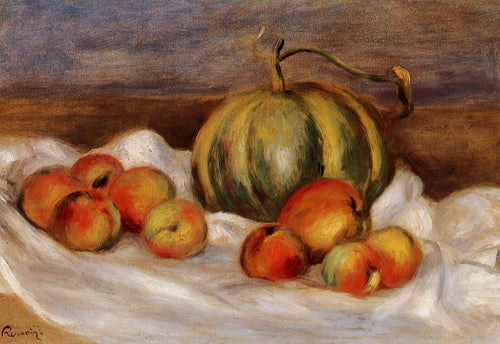 Natureza morta com melão e pêssegos (Pierre-Auguste Renoir) - Reprodução com Qualidade Museu