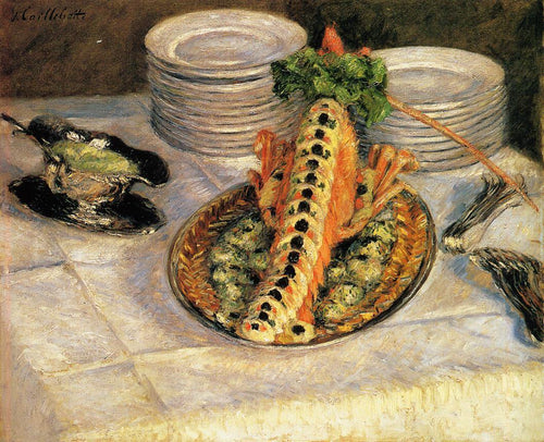 Natureza morta com lagostim (Gustave Caillebotte) - Reprodução com Qualidade Museu