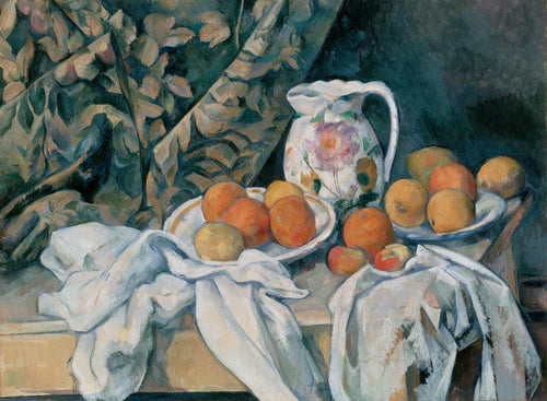 Natureza morta com cortina e jarro florido (Paul Cézanne) - Reprodução com Qualidade Museu