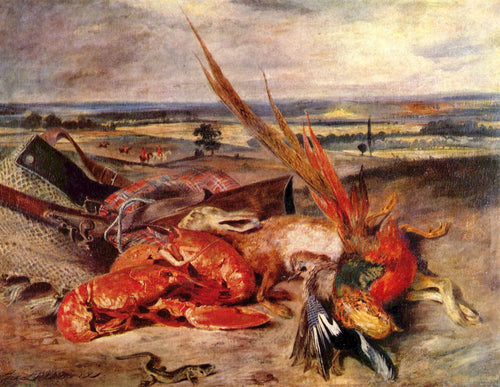 Natureza morta com lagostas (Eugene Delacroix) - Reprodução com Qualidade Museu