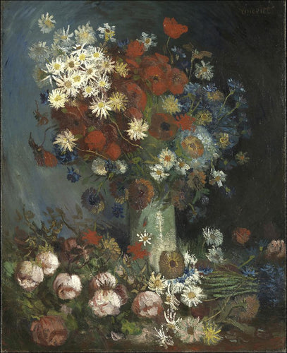 Natureza morta com flores e rosas do prado (Vincent Van Gogh) - Reprodução com Qualidade Museu