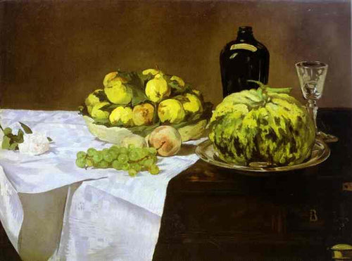 Natureza morta com melão e pêssegos (Edouard Manet) - Reprodução com Qualidade Museu