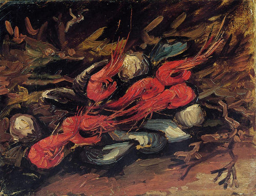 Natureza morta com mexilhões e camarão (Vincent Van Gogh) - Reprodução com Qualidade Museu