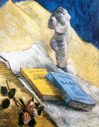 Natureza morta com estatueta de gesso, uma rosa e dois romances (Vincent Van Gogh) - Reprodução com Qualidade Museu