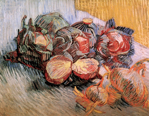 Natureza morta com repolho vermelho e cebola (Vincent Van Gogh) - Reprodução com Qualidade Museu