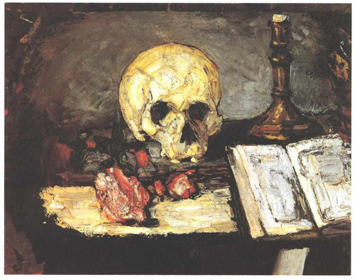 Natureza morta com caveira, vela e livro (Paul Cézanne) - Reprodução com Qualidade Museu