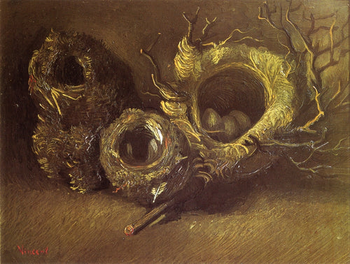 Natureza morta com três ninhos de pássaros (Vincent Van Gogh) - Reprodução com Qualidade Museu