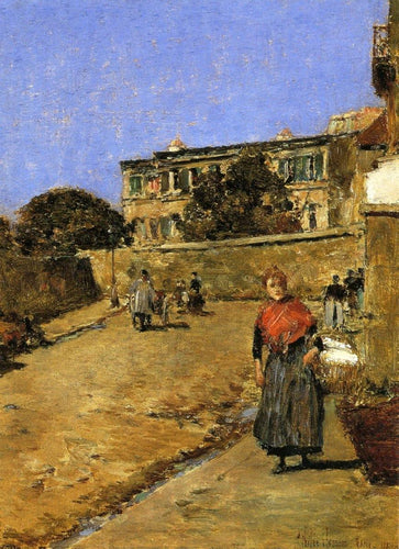 Street Scene Montmartre (Childe Hassam) - Reprodução com Qualidade Museu