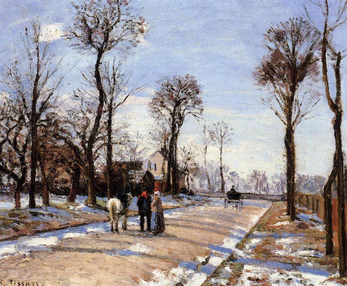 Luz solar e neve de inverno na rua (Camille Pissarro) - Reprodução com Qualidade Museu