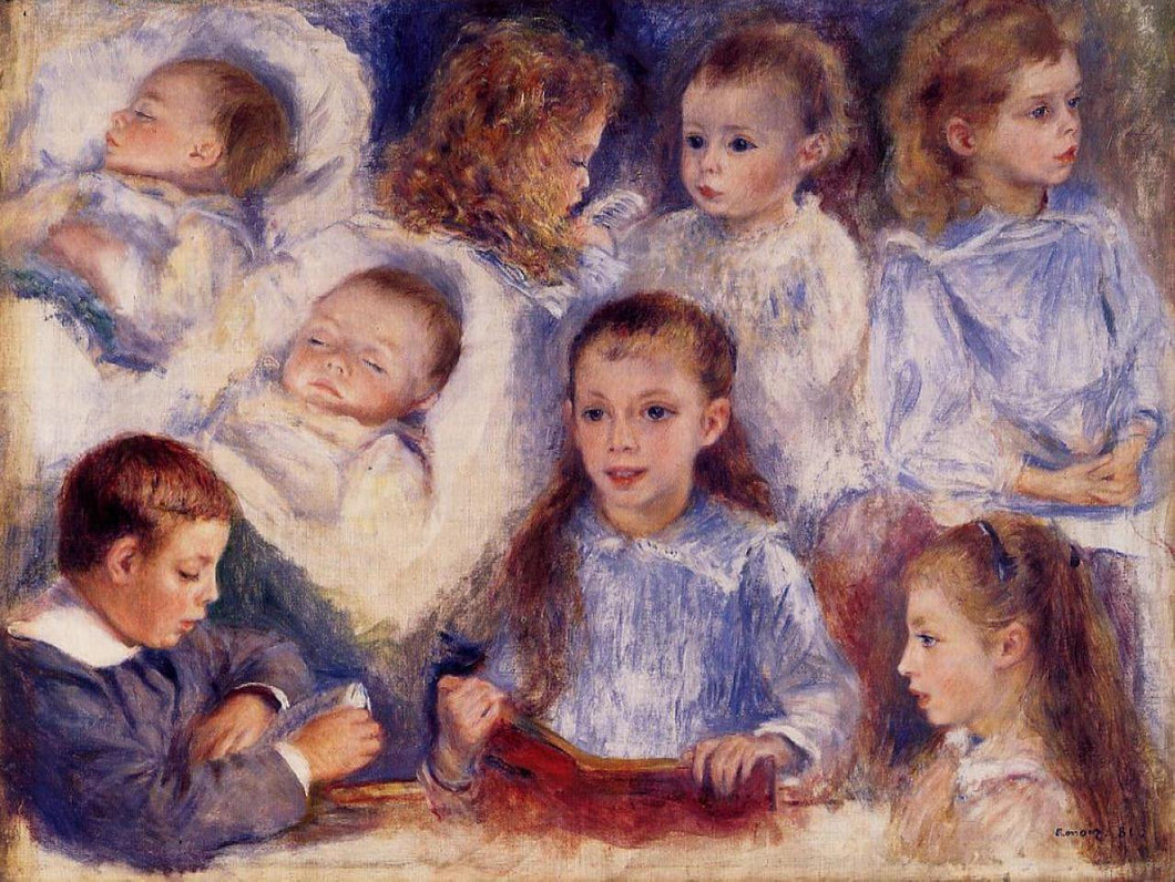 Estudos dos filhos de Paul Berard (Pierre-Auguste Renoir) - Reprodução com Qualidade Museu