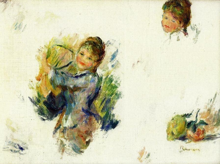 Estudo para meninas brincando com uma volante (Pierre-Auguste Renoir) - Reprodução com Qualidade Museu