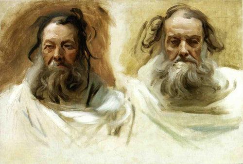Study For Two Heads For Boston Mural - The Prophets (John Singer Sargent) - Reprodução com Qualidade Museu