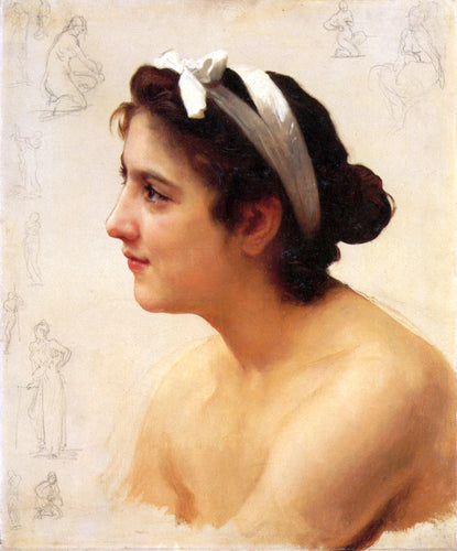 Estudo de uma mulher por oferecer amor (William-Adolphe Bouguereau) - Reprodução com Qualidade Museu