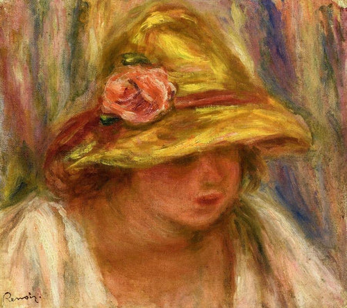 Estudo de uma mulher com um chapéu amarelo (Pierre-Auguste Renoir) - Reprodução com Qualidade Museu