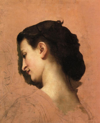 Estudo da cabeça de uma jovem (William-Adolphe Bouguereau) - Reprodução com Qualidade Museu