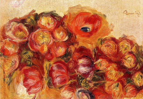 Estudo de flores, anêmonas e tulipas (Pierre-Auguste Renoir) - Reprodução com Qualidade Museu