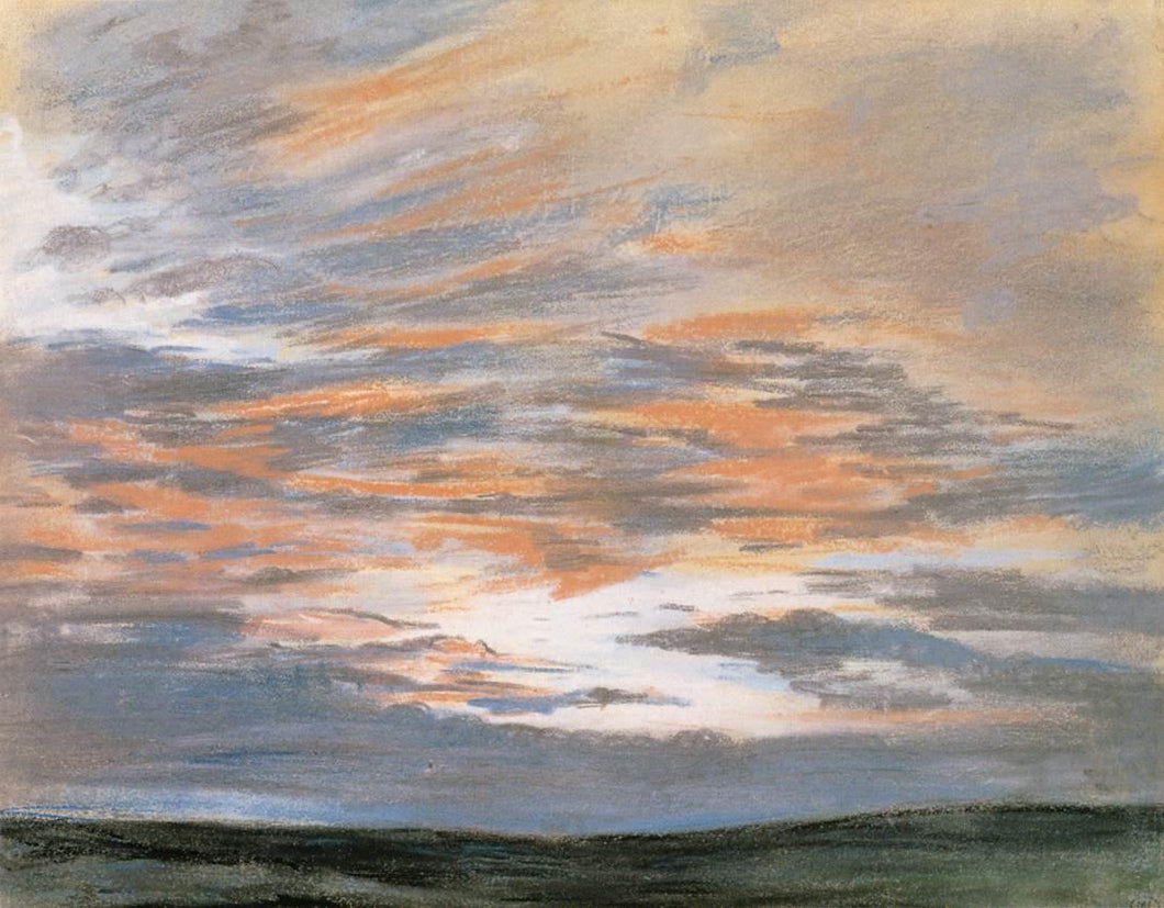 Estudo do céu ao pôr do sol (Eugene Delacroix) - Reprodução com Qualidade Museu
