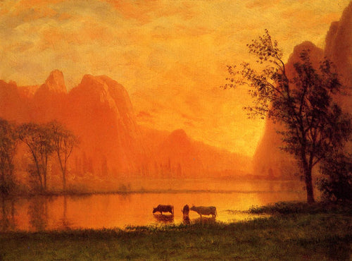 Pôr-do-sol em Yosemite (Albert Bierstadt) - Reprodução com Qualidade Museu
