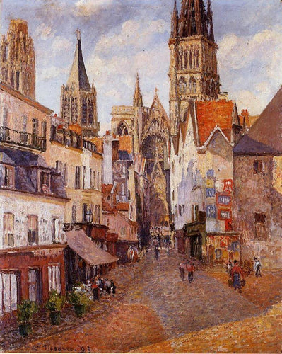 Sunlight Afternoon, La Rue De Lepicerie, Rouen (Camille Pissarro) - Reprodução com Qualidade Museu