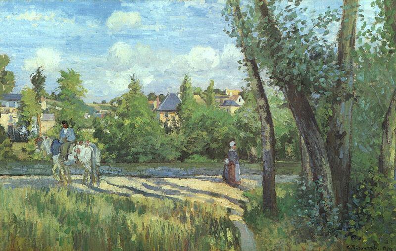 Luz solar na estrada, Pontoise (Camille Pissarro) - Reprodução com Qualidade Museu