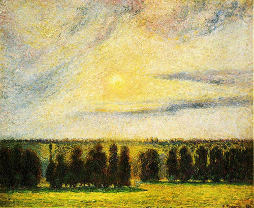 Sunset At Eragny (Camille Pissarro) - Reprodução com Qualidade Museu