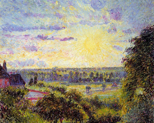 Sunset At Eragny (Camille Pissarro) - Reprodução com Qualidade Museu