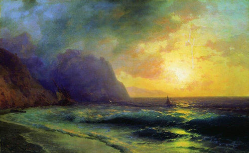 Pôr do Sol no Mar (Ivan Aivazovsky) - Reprodução com Qualidade Museu