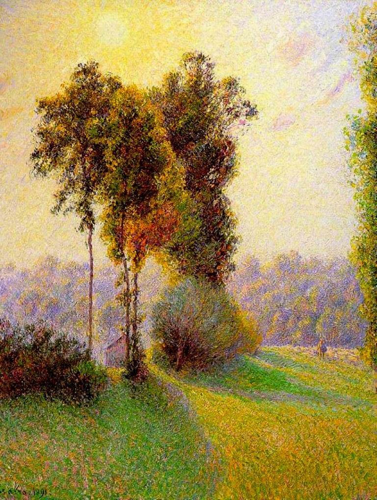 Pôr do sol em Sent Charlez, Eragny (Camille Pissarro) - Reprodução com Qualidade Museu