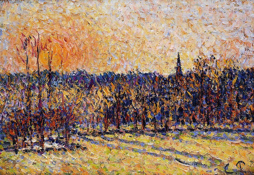 Sunset, Campanário de Bazincourt (Camille Pissarro) - Reprodução com Qualidade Museu