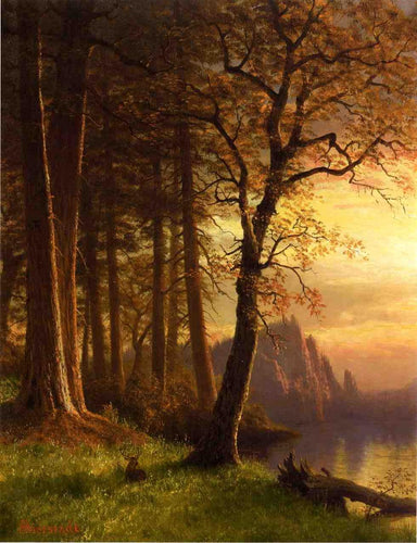Pôr do sol na Califórnia Yosemite (Albert Bierstadt) - Reprodução com Qualidade Museu