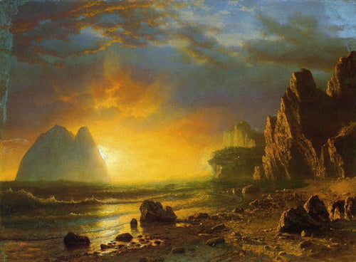 Pôr do Sol na Costa (Albert Bierstadt) - Reprodução com Qualidade Museu