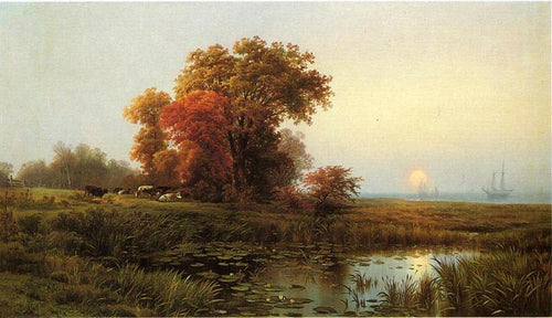 Pôr do Sol no Pântano (Edward Moran) - Reprodução com Qualidade Museu