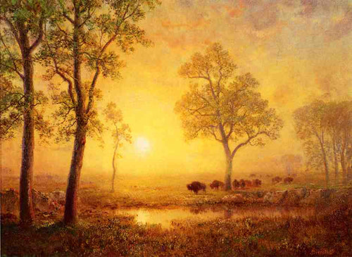 Pôr do Sol na Montanha (Albert Bierstadt) - Reprodução com Qualidade Museu