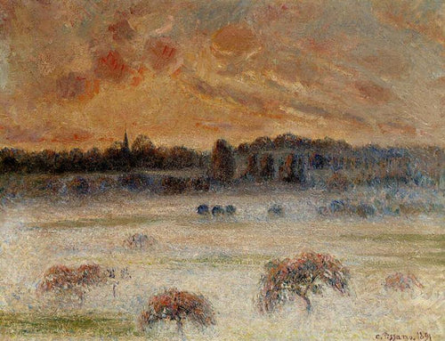 Pôr do Sol com Nevoeiro, Eragny (Camille Pissarro) - Reprodução com Qualidade Museu